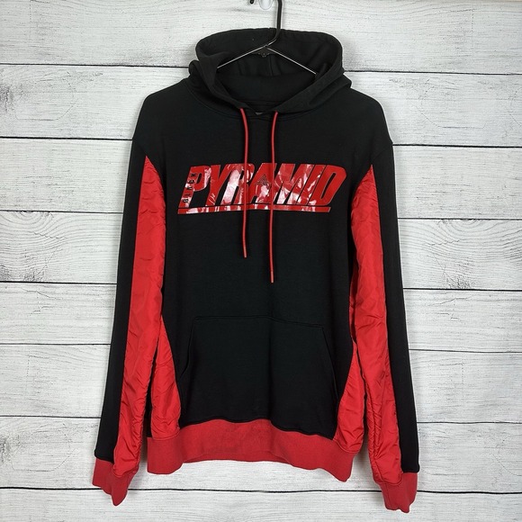 Black Pyramid By Chris Brown Graphic Hoodie Black Red Mens Sz Small Streetwear - Picture 1 of 7